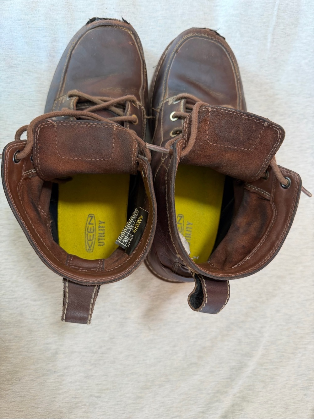 Keen Men’s Brown Leather Lace-Up Work Boots - Picture 6 of 9